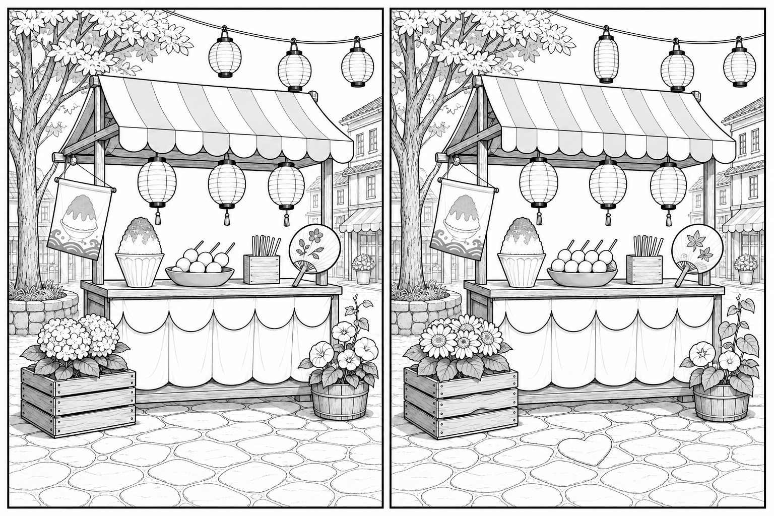 問題09 夏祭りの屋台のイラスト間違い探し