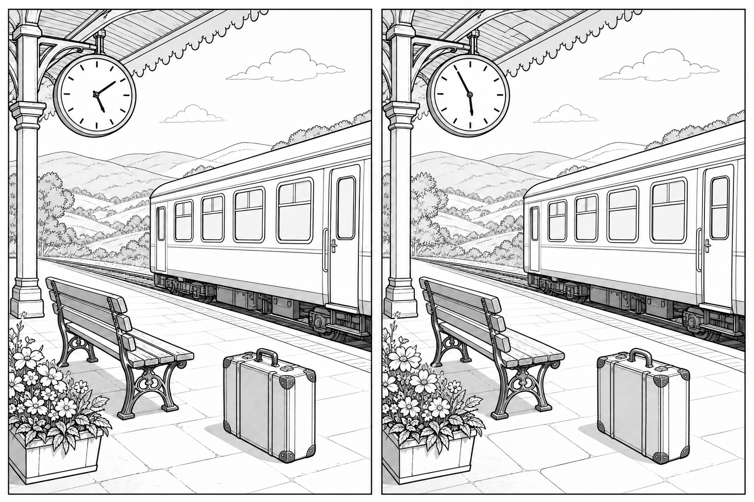 問題12 駅のホームのイラスト間違い探し