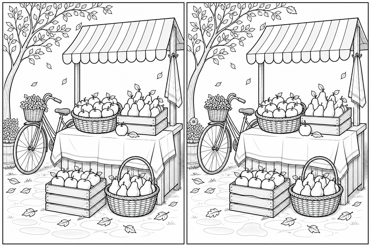 問題13 秋の果物屋のイラスト間違い探し
